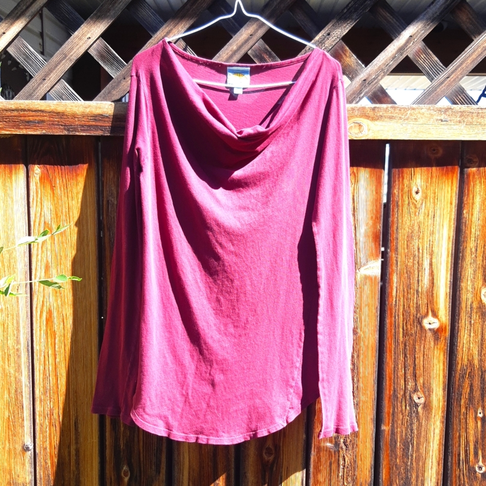 C&C California Burgandy cowel neck shirt